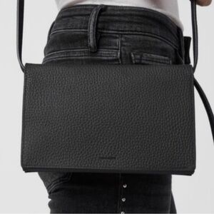 ALL SAINTS Black Leather Crossbody Bag